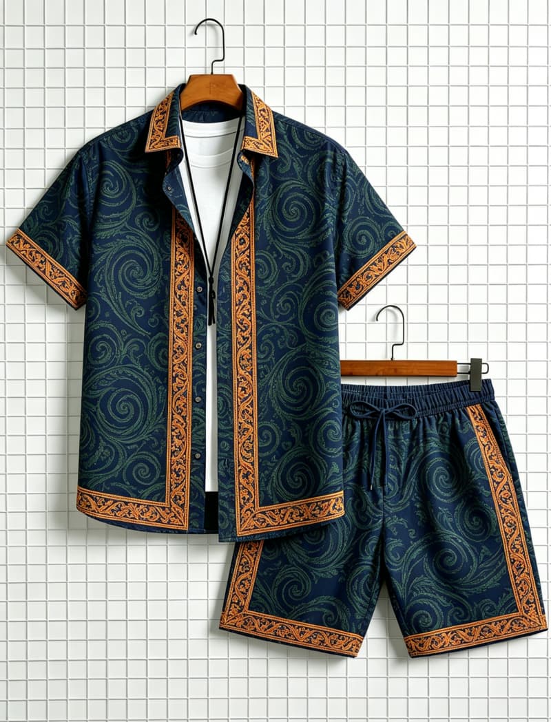 Men's ethnic border printed sh - огляд і ціна Ethnic Fashion Clothing